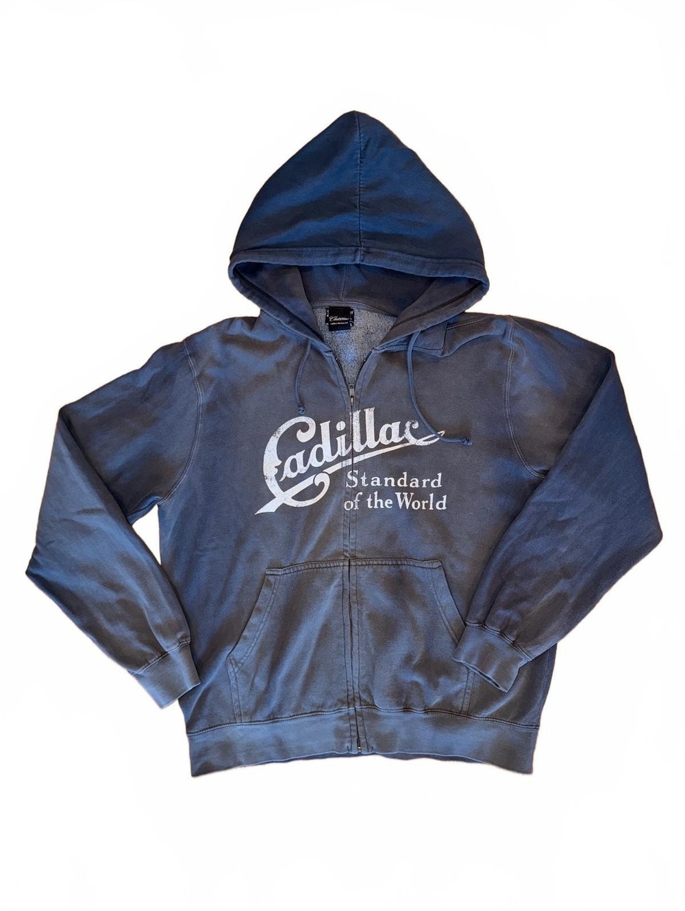 Vintage Cadillac Standard of the World Zip Hoodie Gray Large